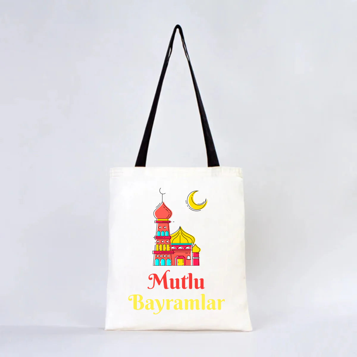 35x40 cm Siyah Kulp Ham Bez Çanta Baskılı - Bayram Çantası - detay görünüm