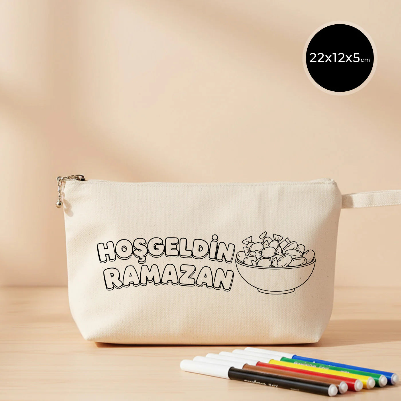 Boyanabilir 22x12x5 cm Körüklü Kanvas Kalemlik - Bayram Hediyesi