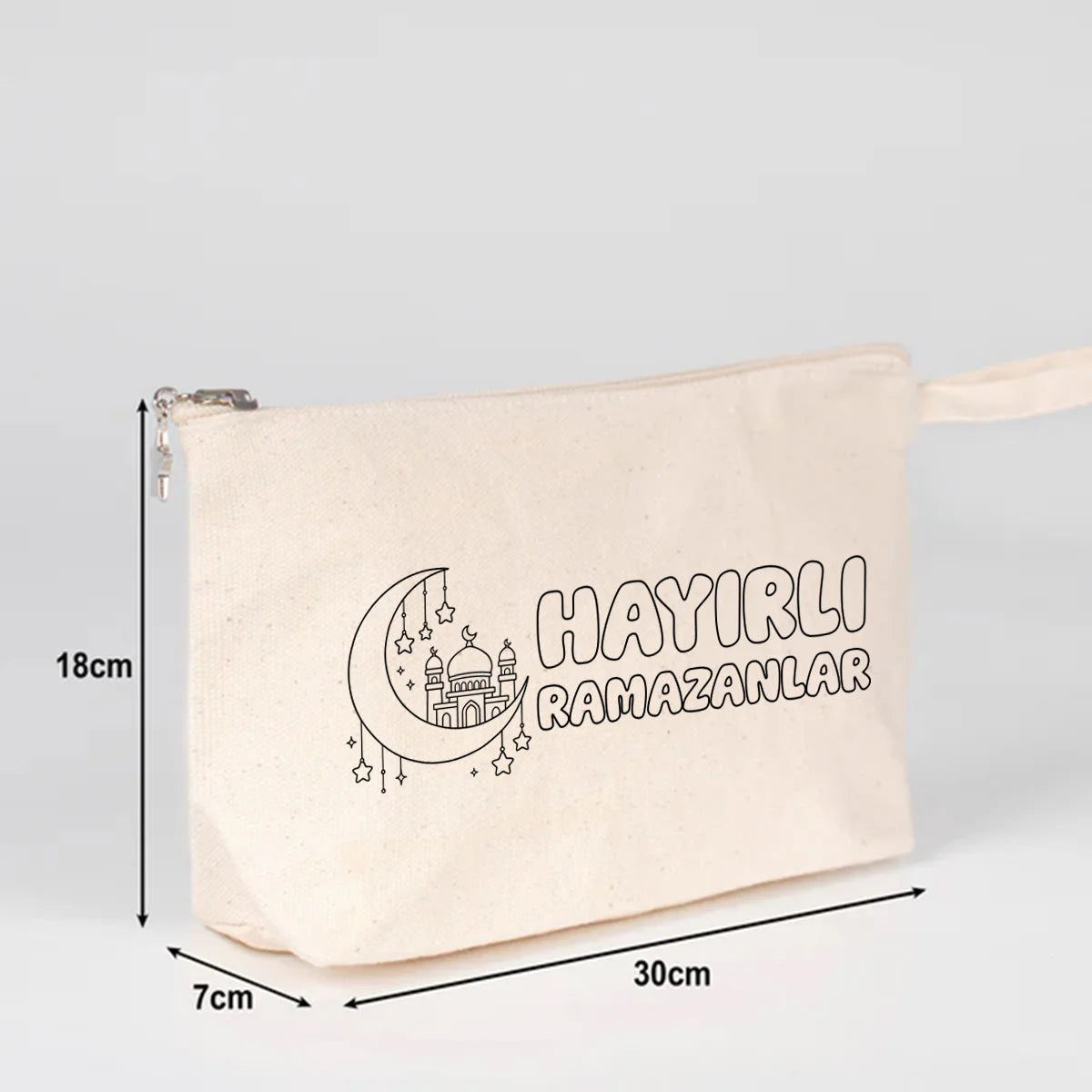 Boyanabilir 30x18x7 cm Ham Renk Kanvas Kalemlik Körüklü - Bayram Hediyesi - farklı açı