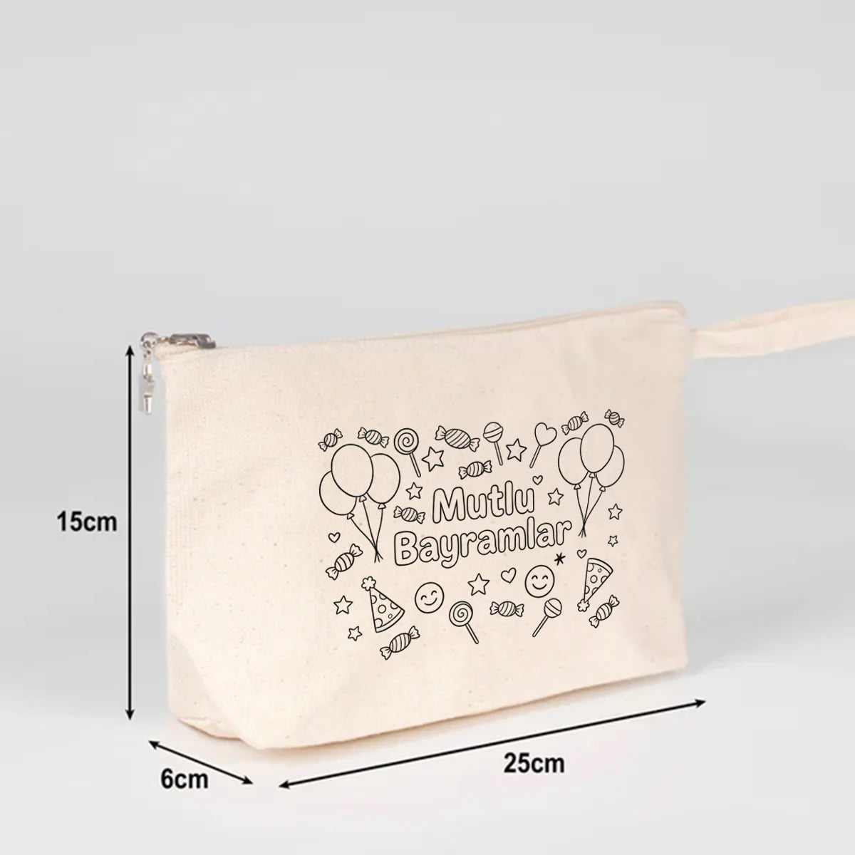 Boyanabilir 25x15x6 cm Kanvas Kalemlik Körüklü - Bayram Hediyesi - farklı açı