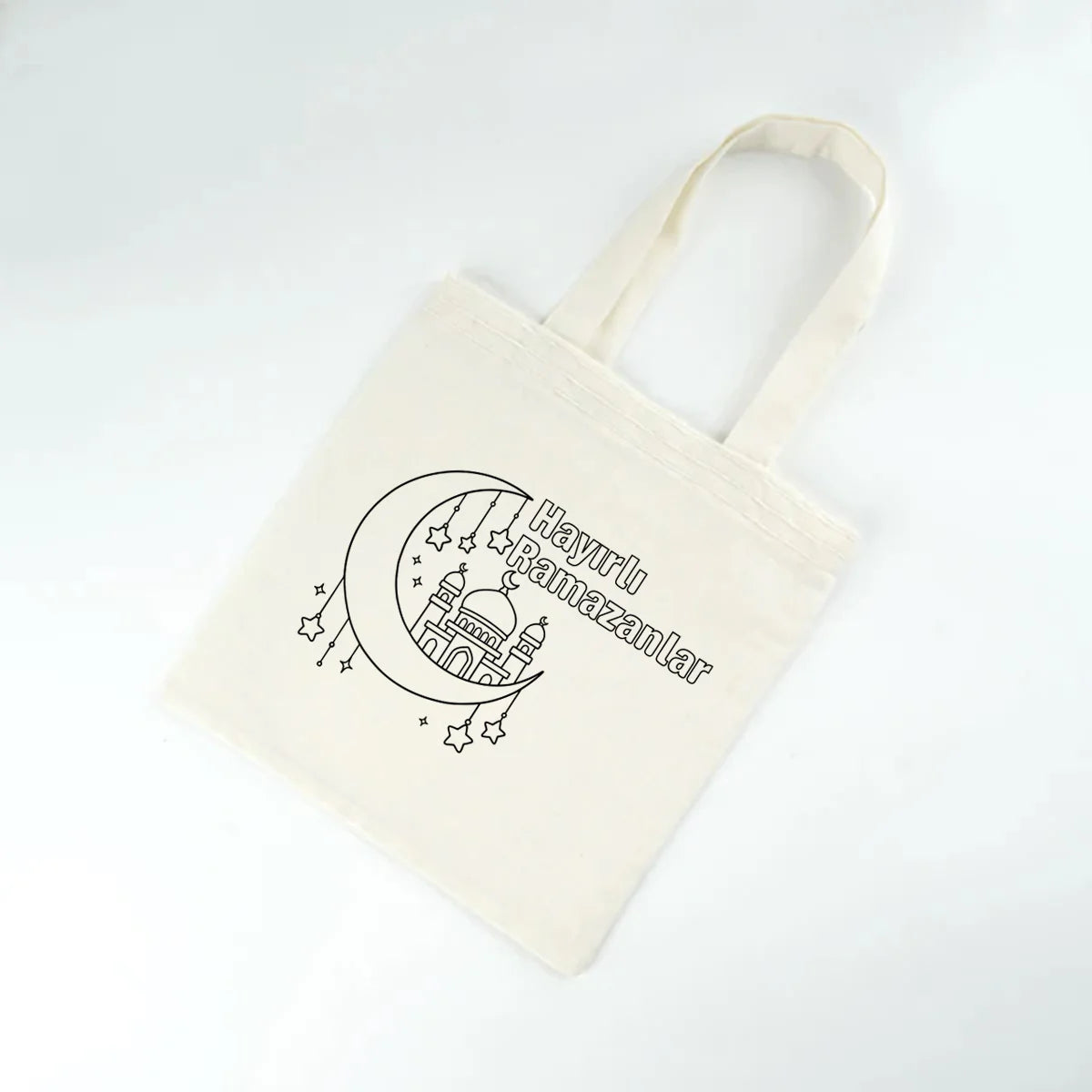 Boyanabilir Ramazan Bayramı Ham Bez Çanta | 23x23 cm - farklı açı