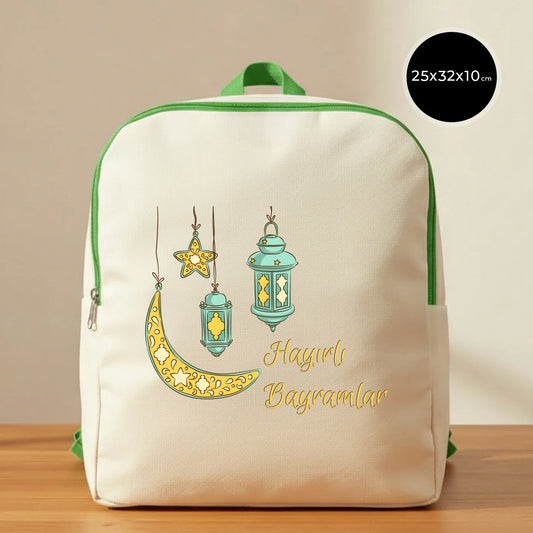 25x32x10 cm Yeşil Renk VIP Kanvas Sırt Modeli - Bayram Çantası