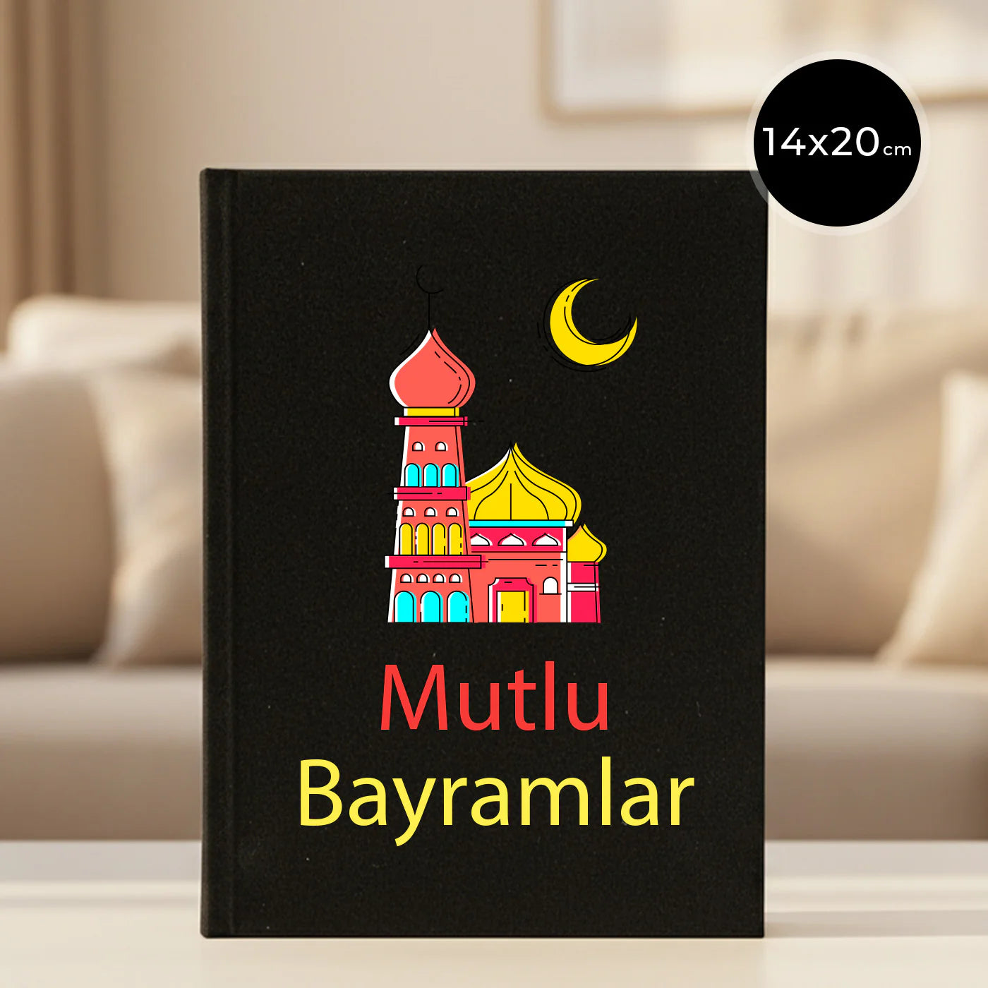 14x20 cm Siyah Kanvas Defter - Bayram Hediyesi