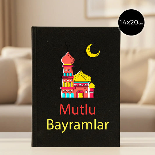 14x20 cm Siyah Kanvas Defter - Bayram Hediyesi