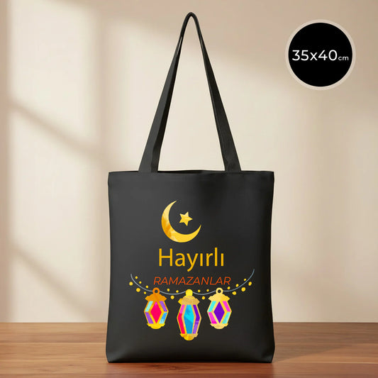 35x40 Siyah Ham Bez Çanta Baskılı – Bayram Çantası