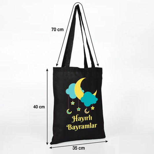 35x40 Siyah Ham Bez Çanta Baskılı – Bayram Çantası