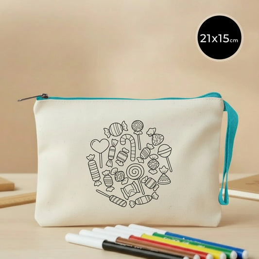 Boyanabilir 21x15 cm Turkuaz Fermuar Clutch - Bayram Cüzdanı