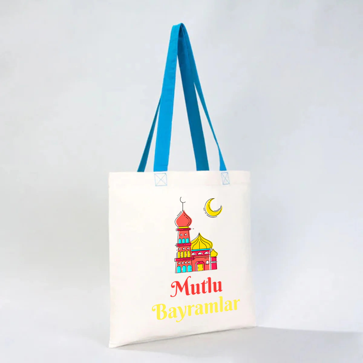 40x35 cm Gabardin Turkuaz Kulp Çanta - Bayram Çantası - farklı açı
