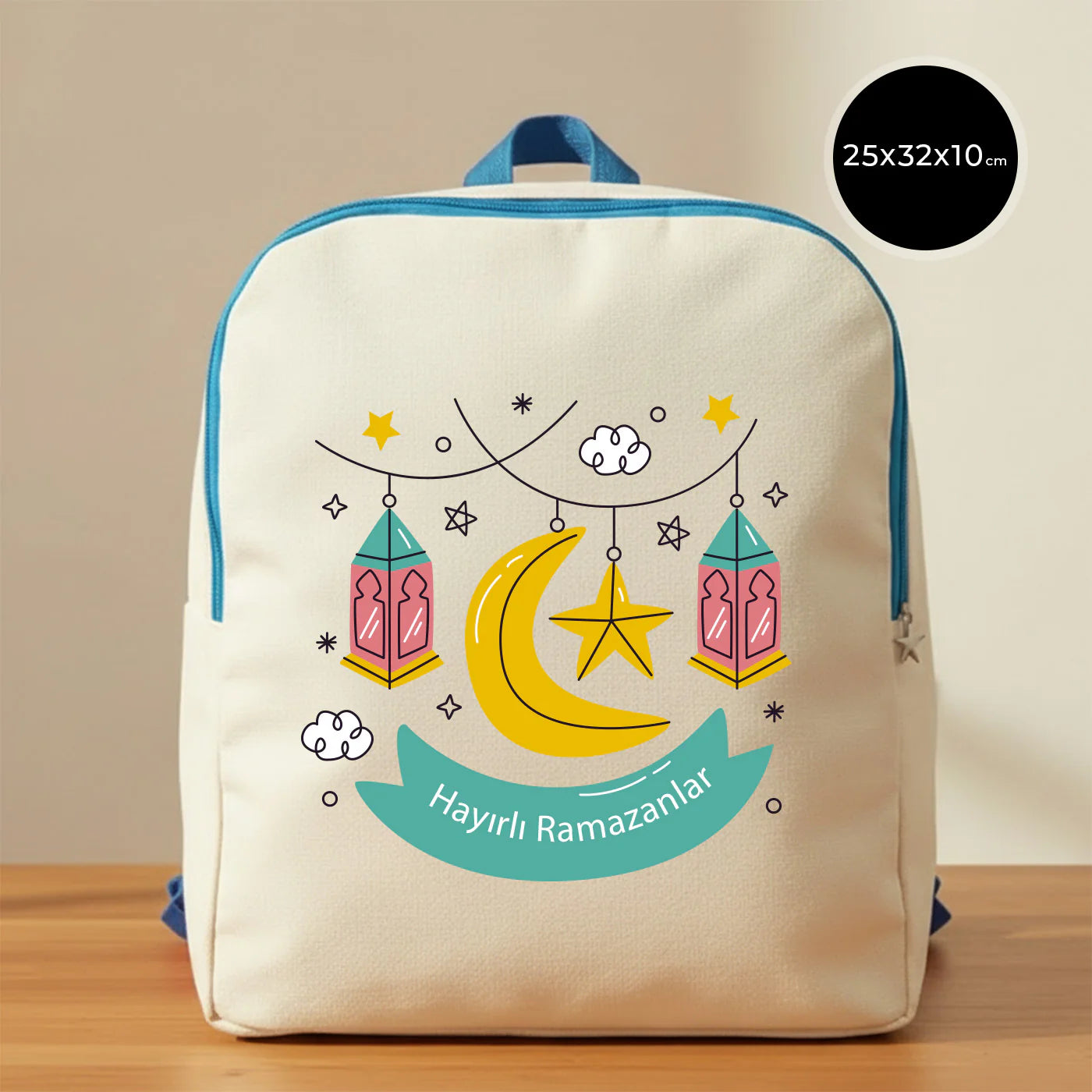 25x32x10 cm Turkuaz Renk VIP Kanvas Sırt Modeli - Bayram Çantası