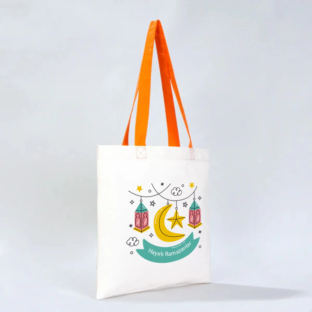 40x35 cm Gabardin Turuncu Kulp Çanta - Bayram Çantası - farklı açı