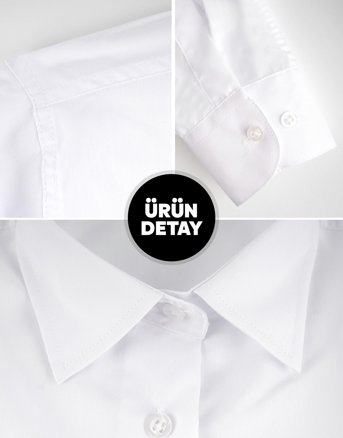 Erkek Beyaz Gömlek – Logo Baskılı, Kurumsal ve Promosyon (Özelleştirilebilir) - Beyaz yan görünüm