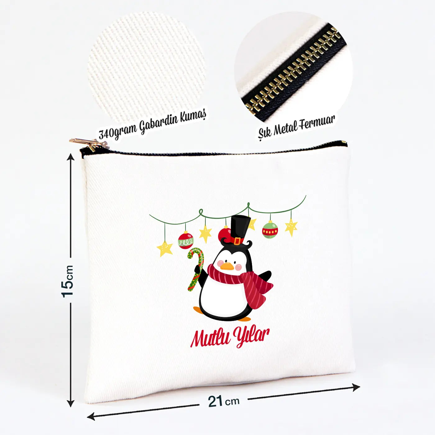 Yılbaşı Star Clutch 21x15 Krem - Metal Fermuar(Özelleştirilebilir)