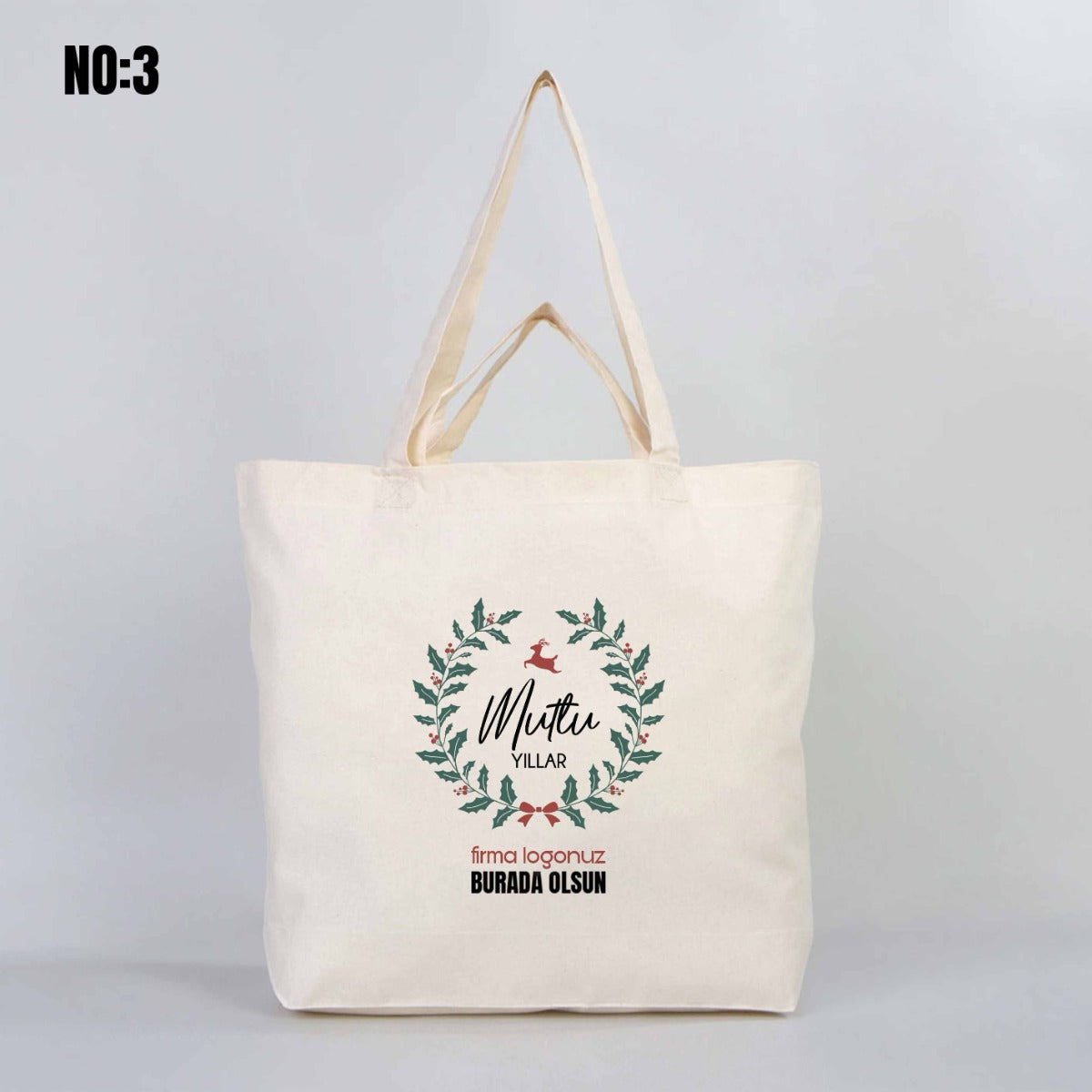 Bez Alışveriş Çantası 48x41x10cm Yılbaşı Baskılı (Özelleştirilebilir) - istecanta.com