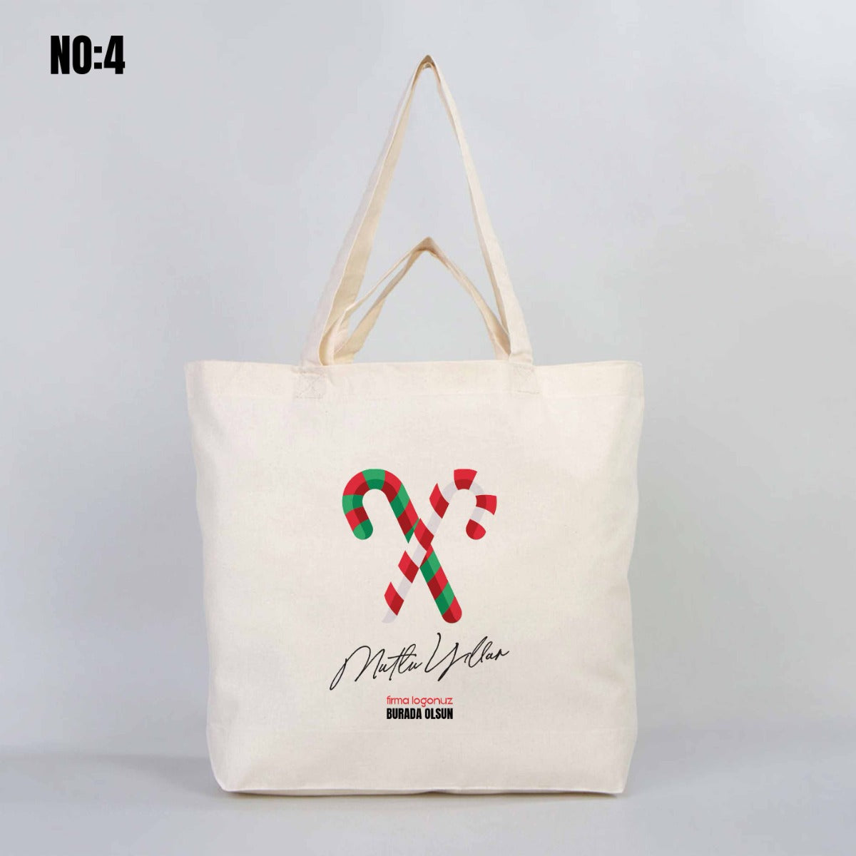 Bez Alışveriş Çantası 48x41x10cm Yılbaşı Baskılı (Özelleştirilebilir) - istecanta.com
