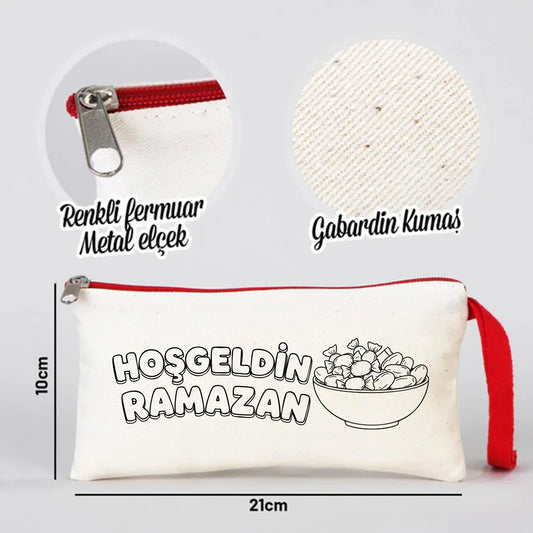 Boyanabilir 21x10 cm Kırmızı Fermuarlı Kalemlik Çanta - Bayram Çantası - detay görünüm