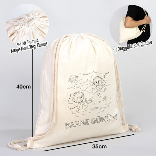 Karne Günü Temalı Boyanabilir Büzgülü Sırt Çantası – 35x40 cm