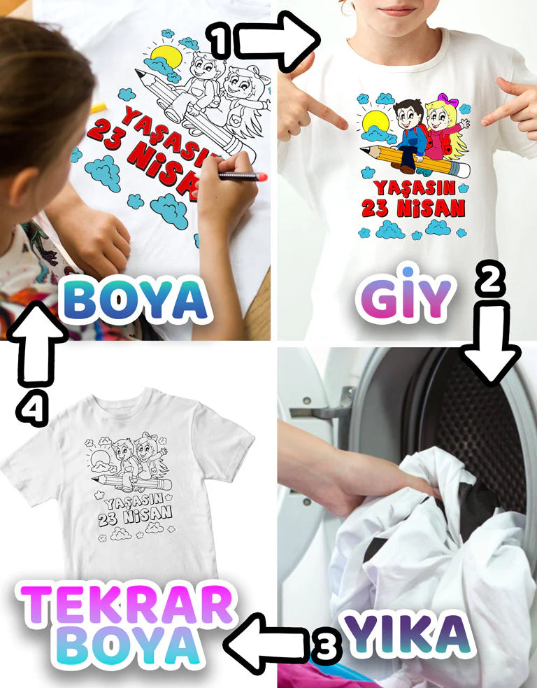 Boyanabilir Promosyon Tişört - 23 Nisan Hediyesi - görsel 7