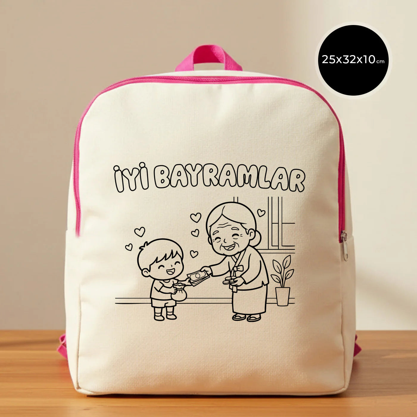 Boyanabilir 25x32x10 cm Fuşya Renk VIP Kanvas Sırt Modeli - Bayram Çantası