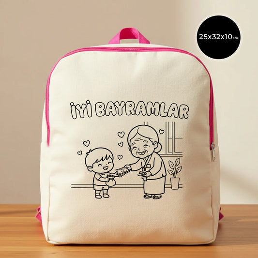 Boyanabilir 25x32x10 cm Fuşya Renk VIP Kanvas Sırt Modeli - Bayram Çantası