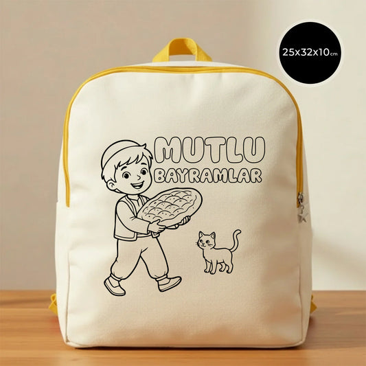 Boyanabilir 25x32x10 cm Sarı Renk VIP Kanvas Sırt Modeli - Bayram Çantası
