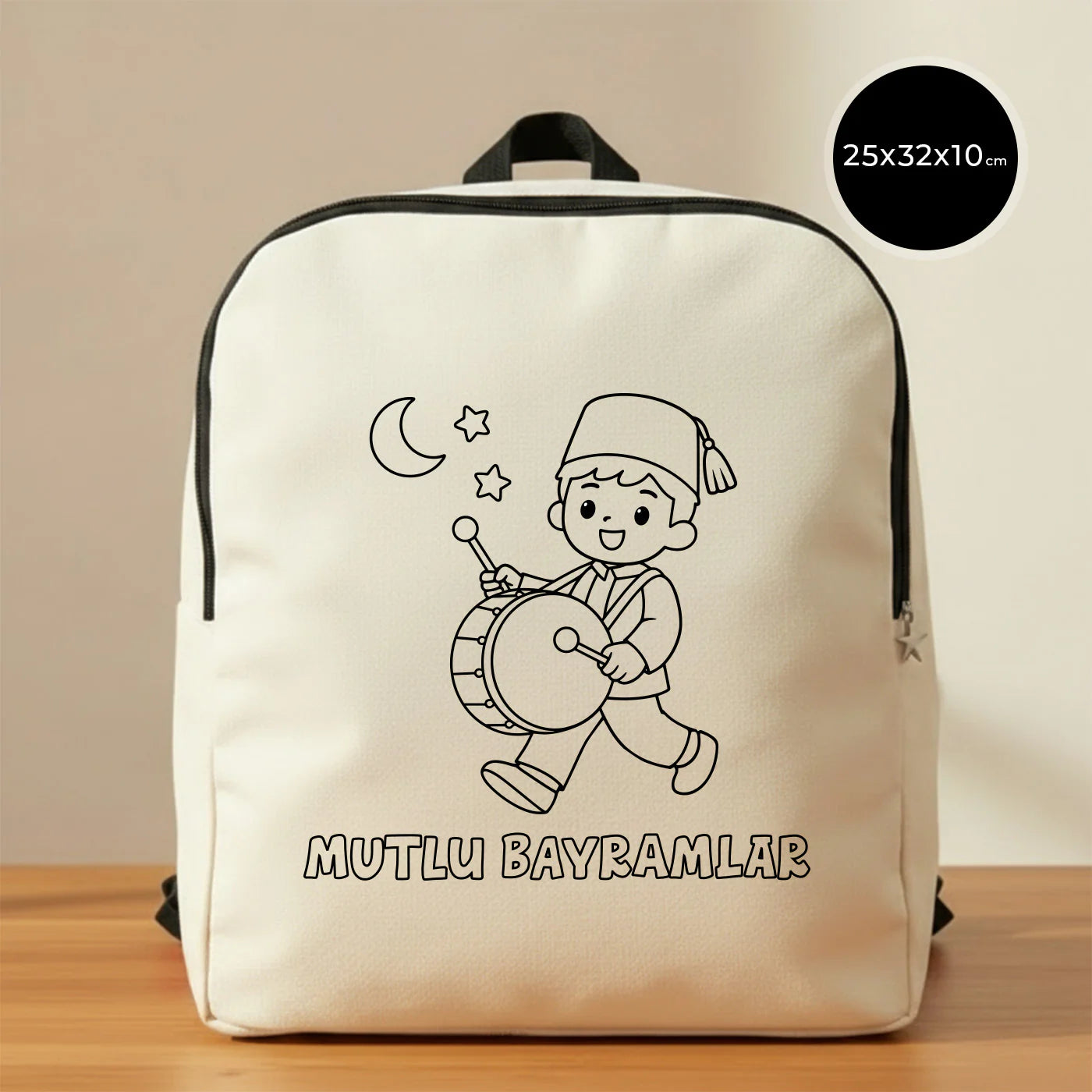 Boyanabilir 25x32x10 cm Siyah Renk VIP Kanvas Sırt Modeli - Bayram Çantası