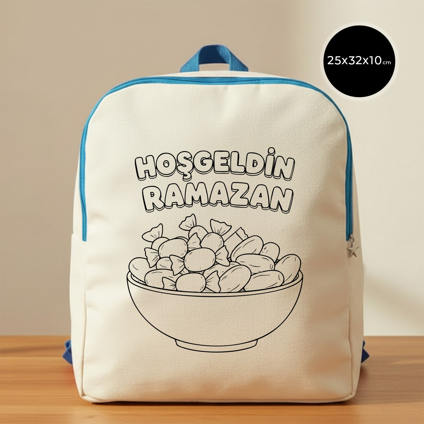 Boyanabilir 25x32x10 cm Turkuaz Renk VIP Kanvas Sırt Modeli - Bayram Çantası