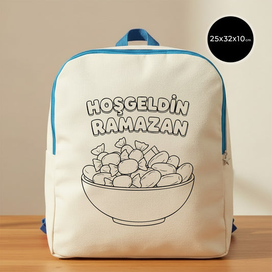 Boyanabilir 25x32x10 cm Turkuaz Renk VIP Kanvas Sırt Modeli - Bayram Çantası