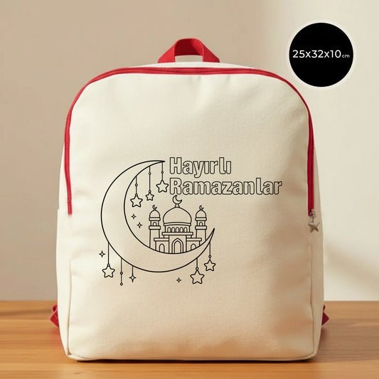 Boyanabilir 25x32x10 cm Kırmızı Renk VIP Kanvas Sırt Modeli - Bayram Çantası