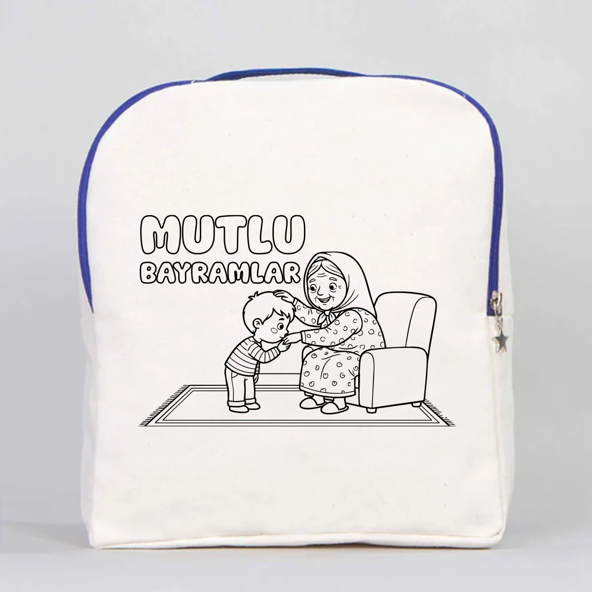 Boyanabilir 25x32x10 cm Saks Mavi Renk VIP Kanvas Sırt Modeli - Bayram Çantası - farklı açı