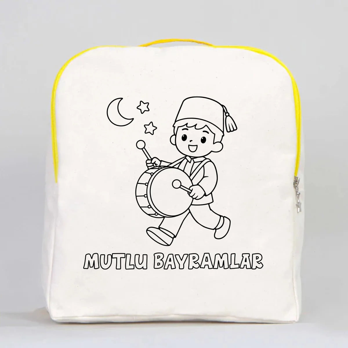 Boyanabilir 25x32x10 cm Sarı Renk VIP Kanvas Sırt Modeli - Bayram Çantası - farklı açı
