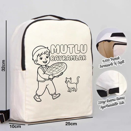 Boyanabilir 25x32x10 cm Siyah Renk VIP Kanvas Sırt Modeli - Bayram Çantası - detay görünüm