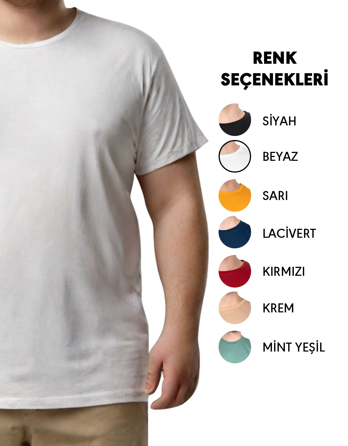 Büyük Boy T-shirt - Beyaz - farklı açı