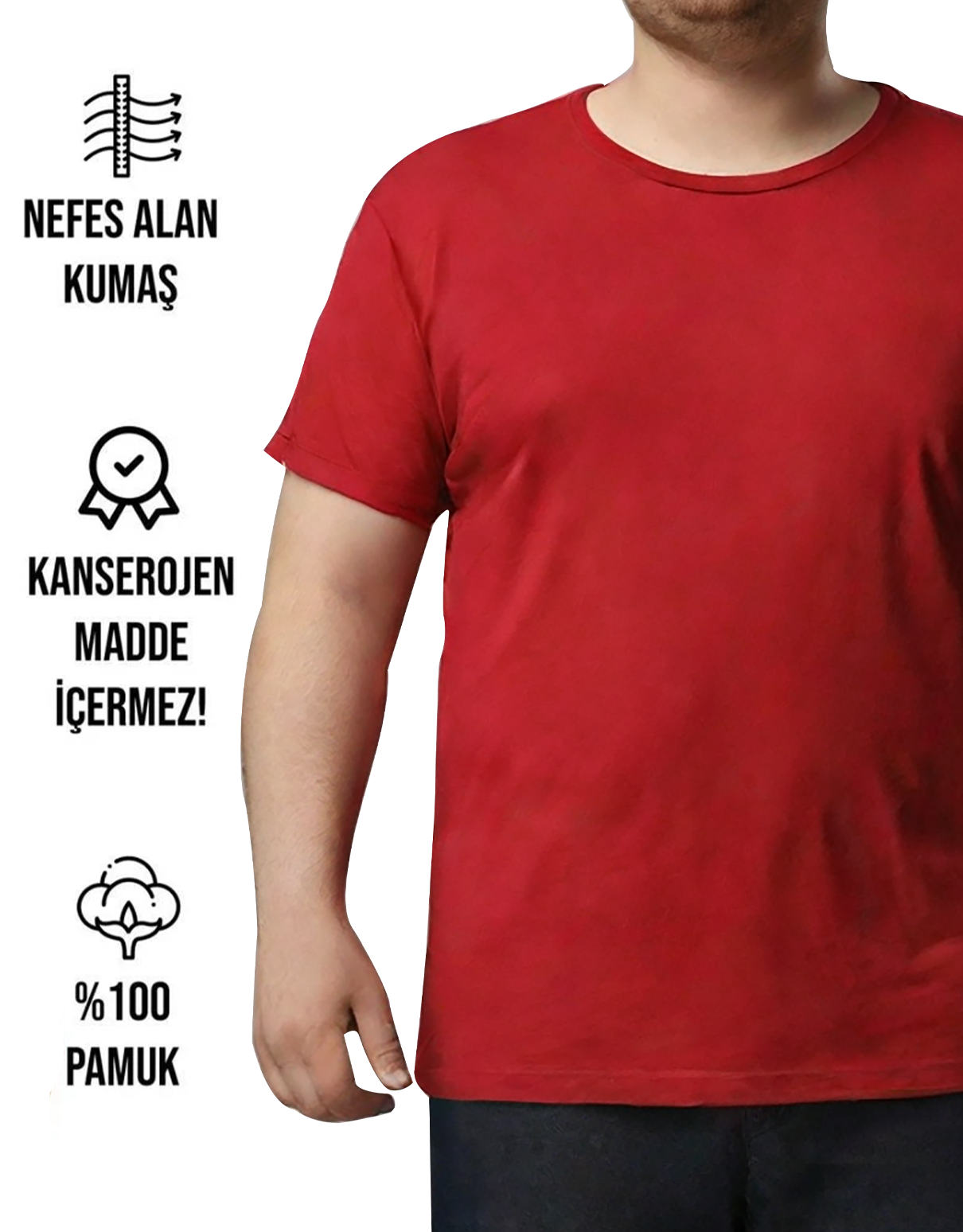 Toptan Büyük Boy Tişört - Kırmızı