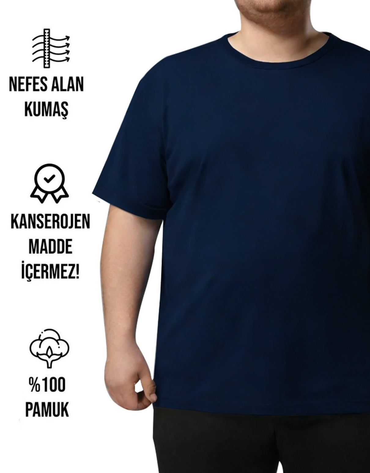 Toptan Büyük Boy Tişört -  Lacivert