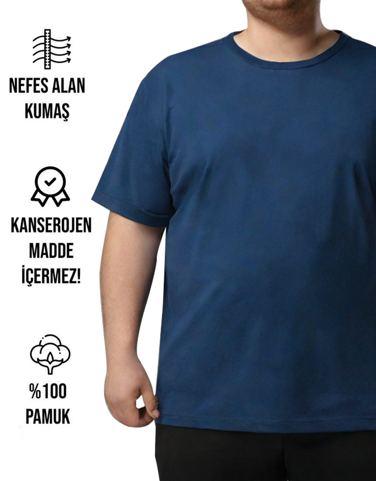 Toptan Büyük Boy Tişört -  Lacivert