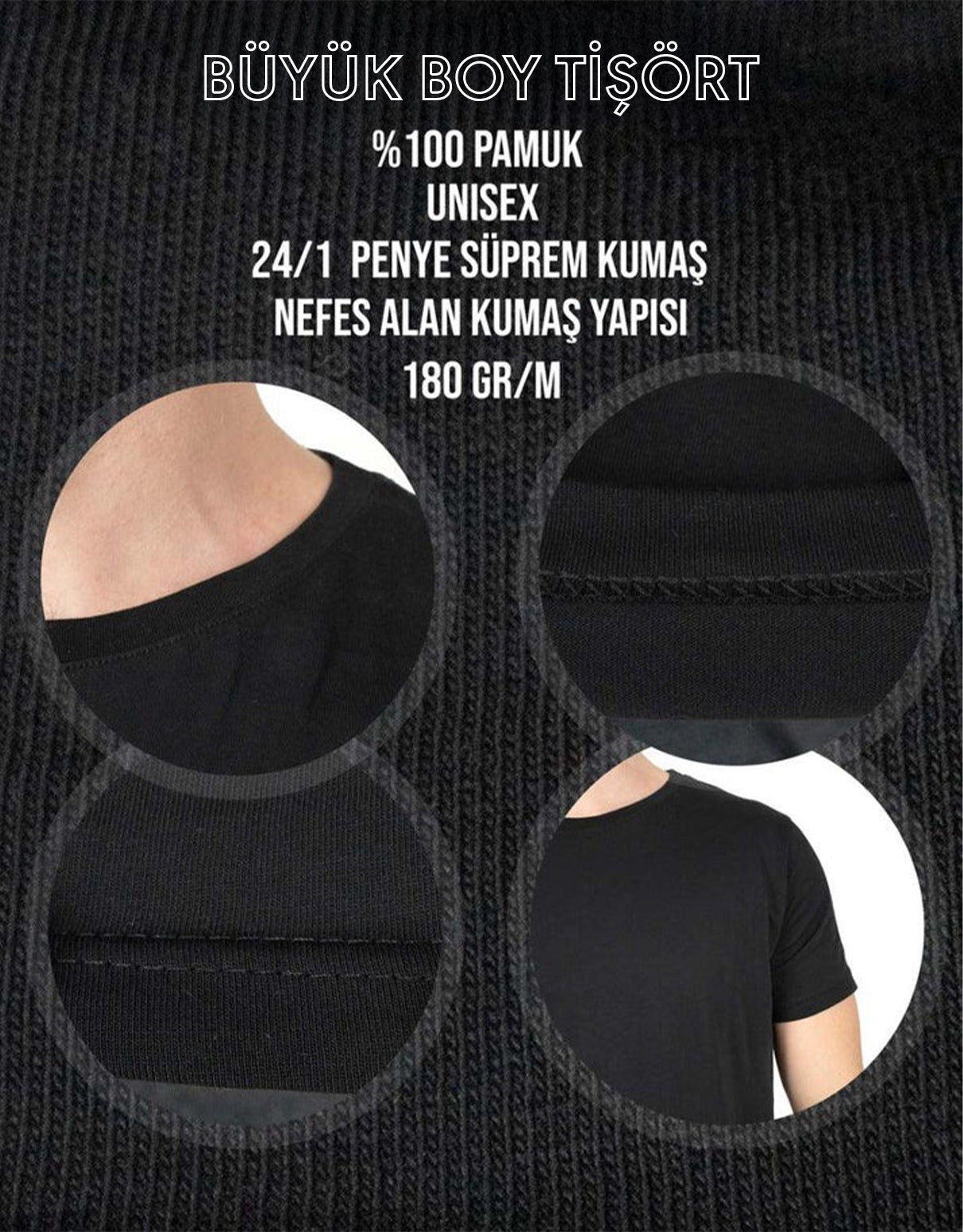 Büyük Boy T-shirt - Siyah - görsel 6