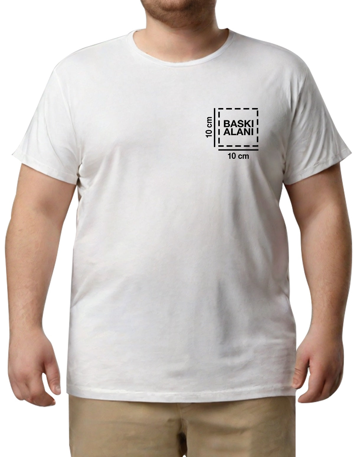 Büyük Boy T-shirt - Beyaz (Özelleştirilebilir) - detay görünüm