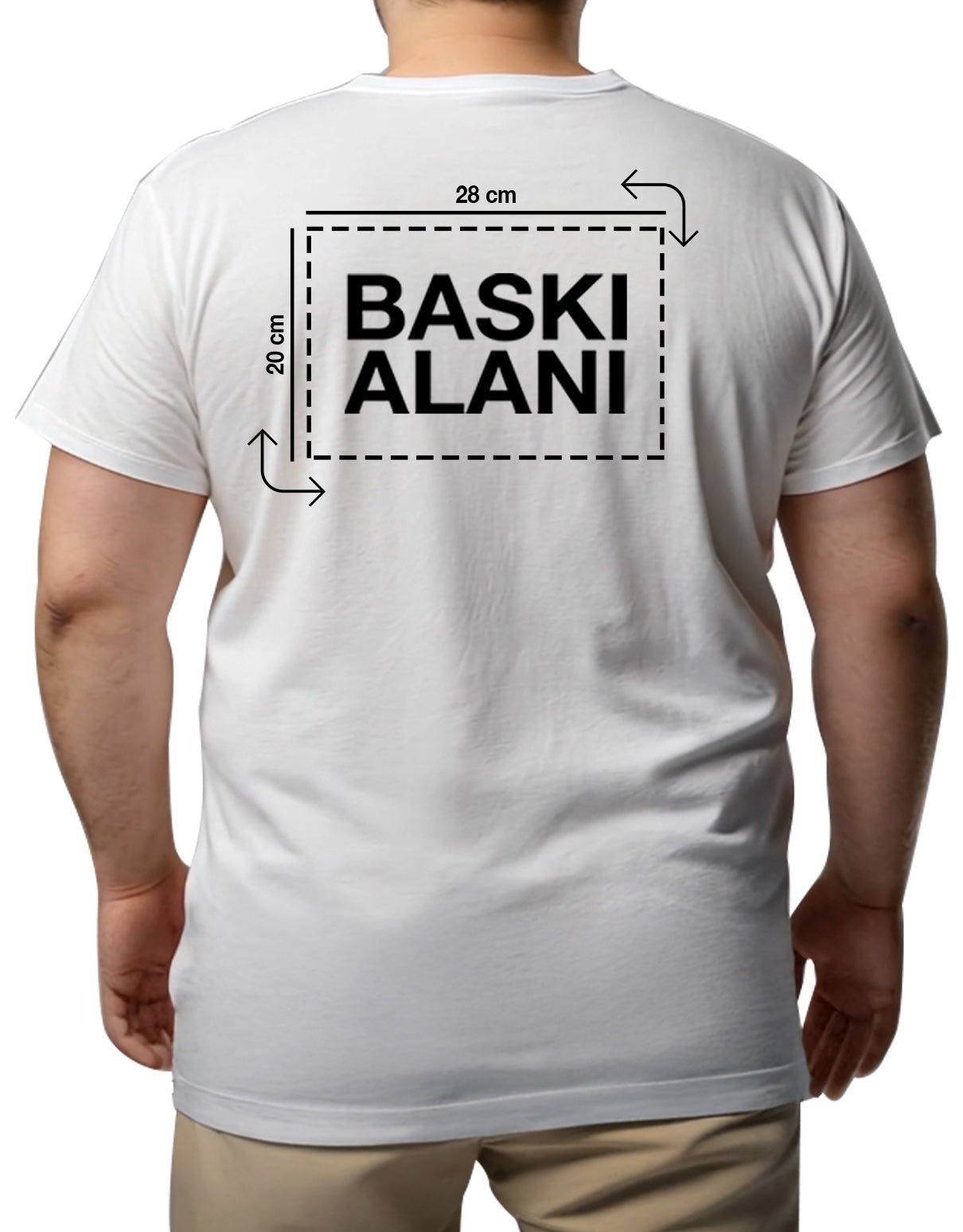 Büyük Boy T-shirt - Beyaz (Özelleştirilebilir) - yakın çekim