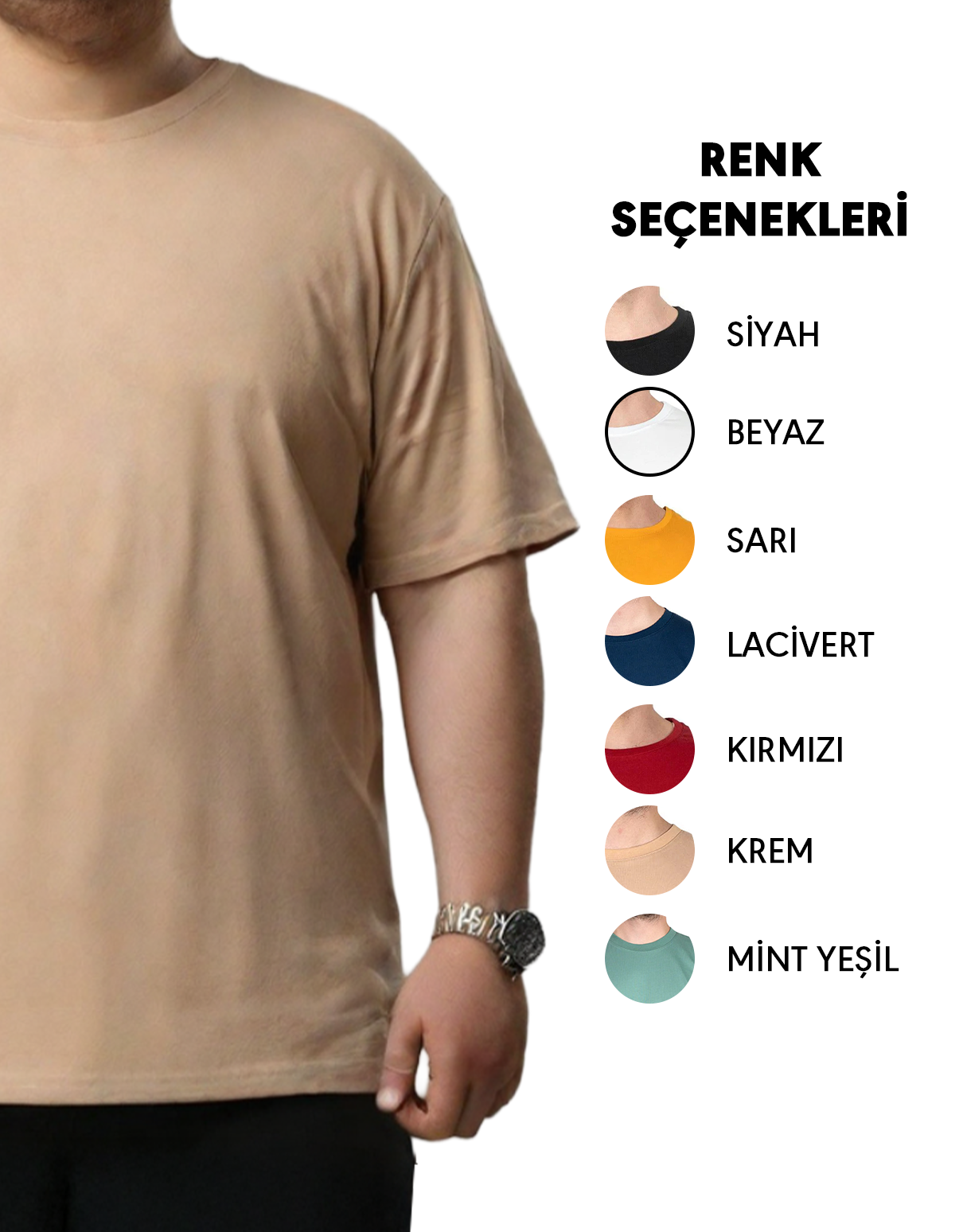 Toptan Büyük Boy Tişört -  Krem (Özelleştirilebilir)