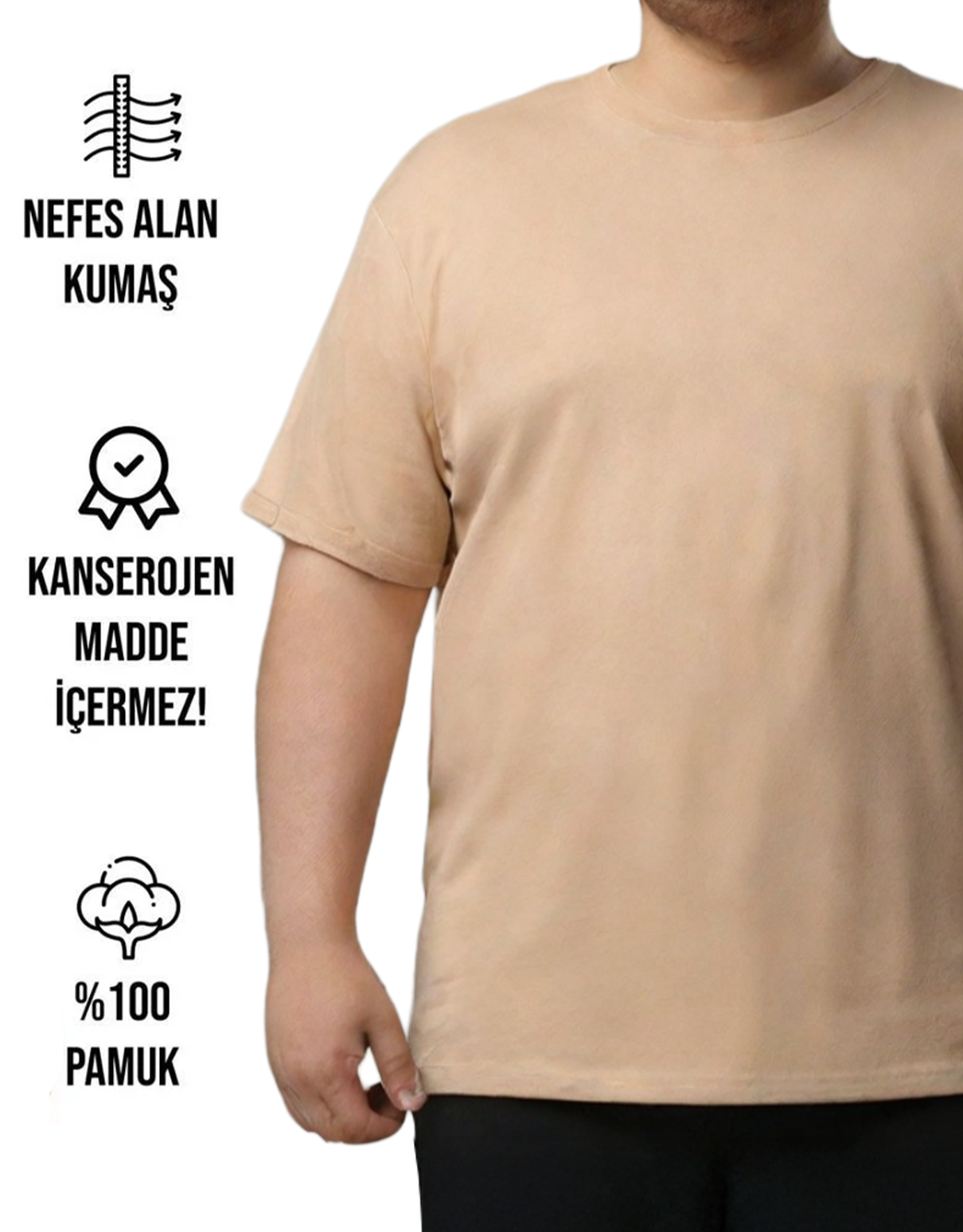 Toptan Büyük Boy Tişört -  Krem (Özelleştirilebilir)
