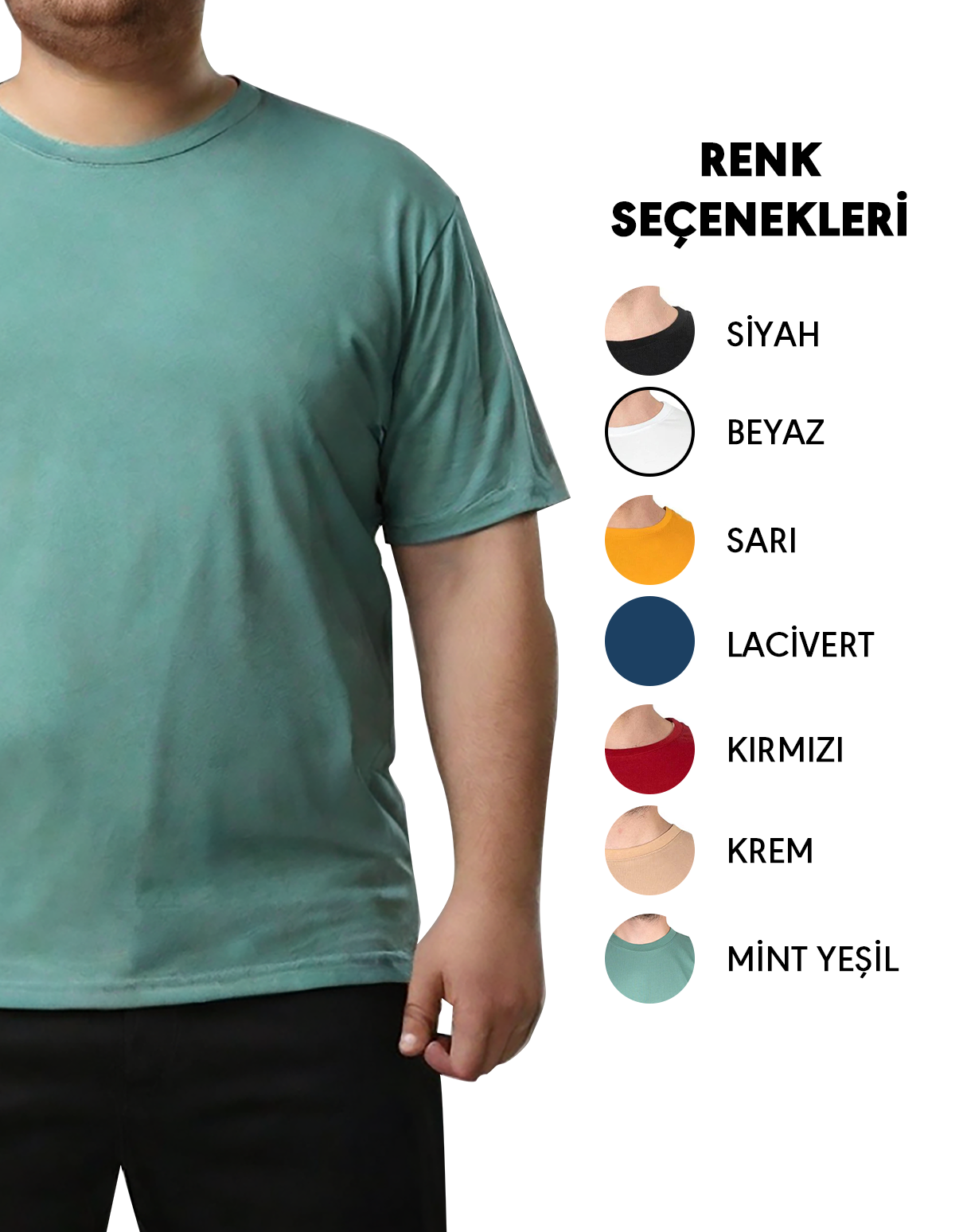 Toptan Büyük Boy Tişört -  Mint Yeşil (Özelleştirilebilir)