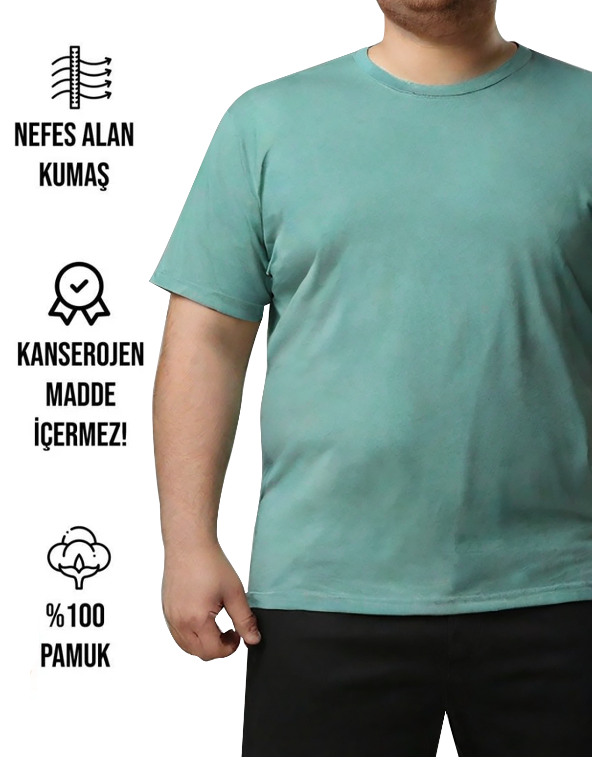 Toptan Büyük Boy Tişört -  Mint Yeşil (Özelleştirilebilir)