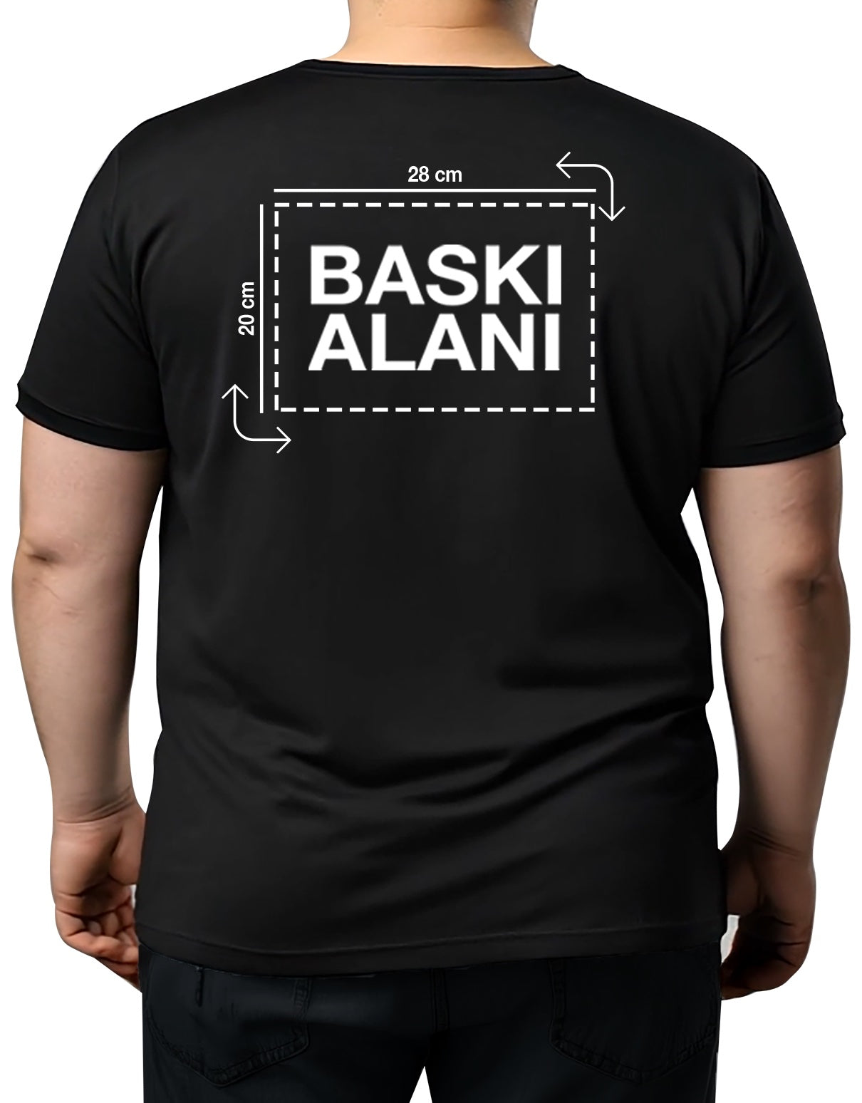 Büyük Boy T-shirt - Siyah (Özelleştirilebilir) - yakın çekim