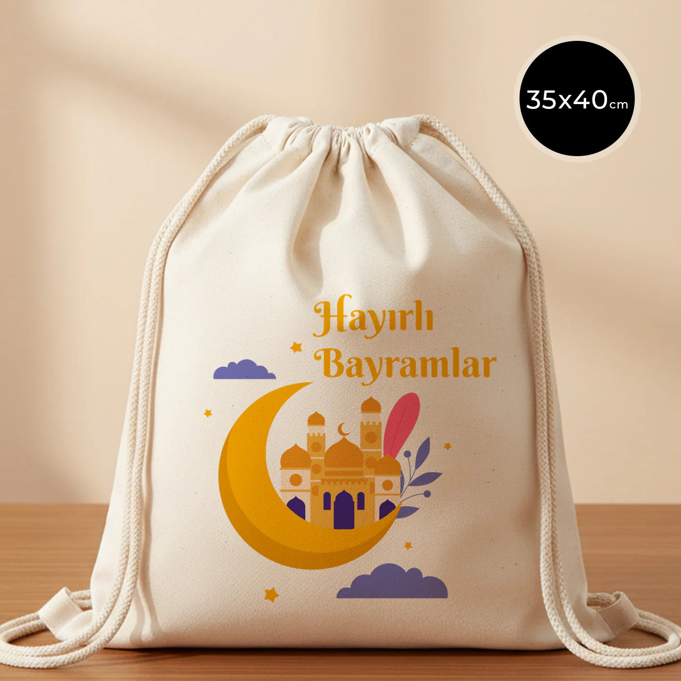 Büzgülü Sırt Modeli Hediyelik Günlük Kullanım 35x40 cm - Bayram Çantası