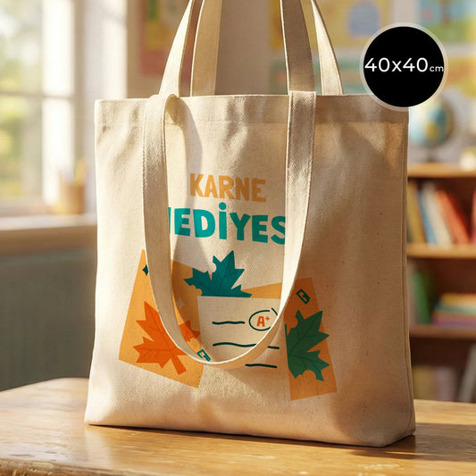Karne Günü Hediyesi Baskılı Ham Bez Çanta – 40x40 cm – Çift Kulplu