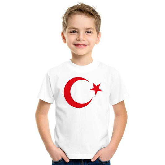 Çocuk Tişört Dijital Baskılı Beyaz renk 100% Pamuk - A Kalite