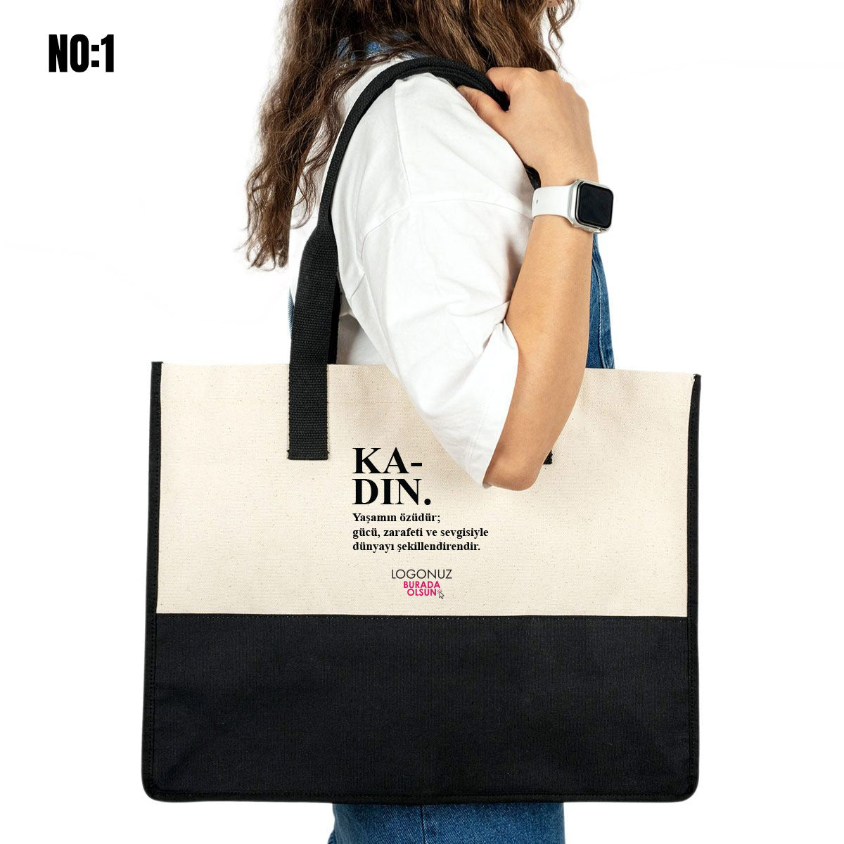 Kadınlar Günü Elite Kanvas Bez Çanta - 390gr - 45x35x19 cm (Özelleştirilebilir) - kullanım örneği