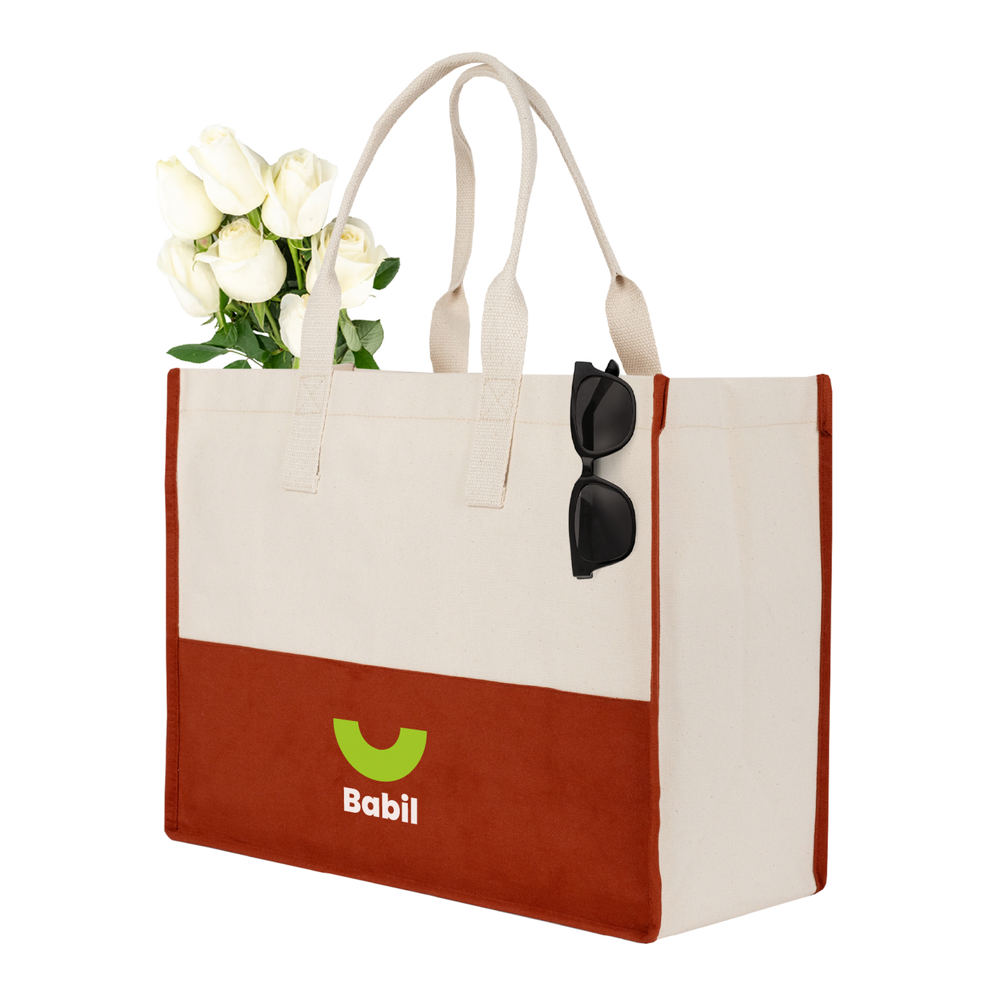Elite Kanvas Alışveriş ve Plaj Çantası – 390gr Dayanıklı Kumaş, 45x35x19 cm, Büyük Bez Çanta, Kiremit (Özelleştirilebilir)