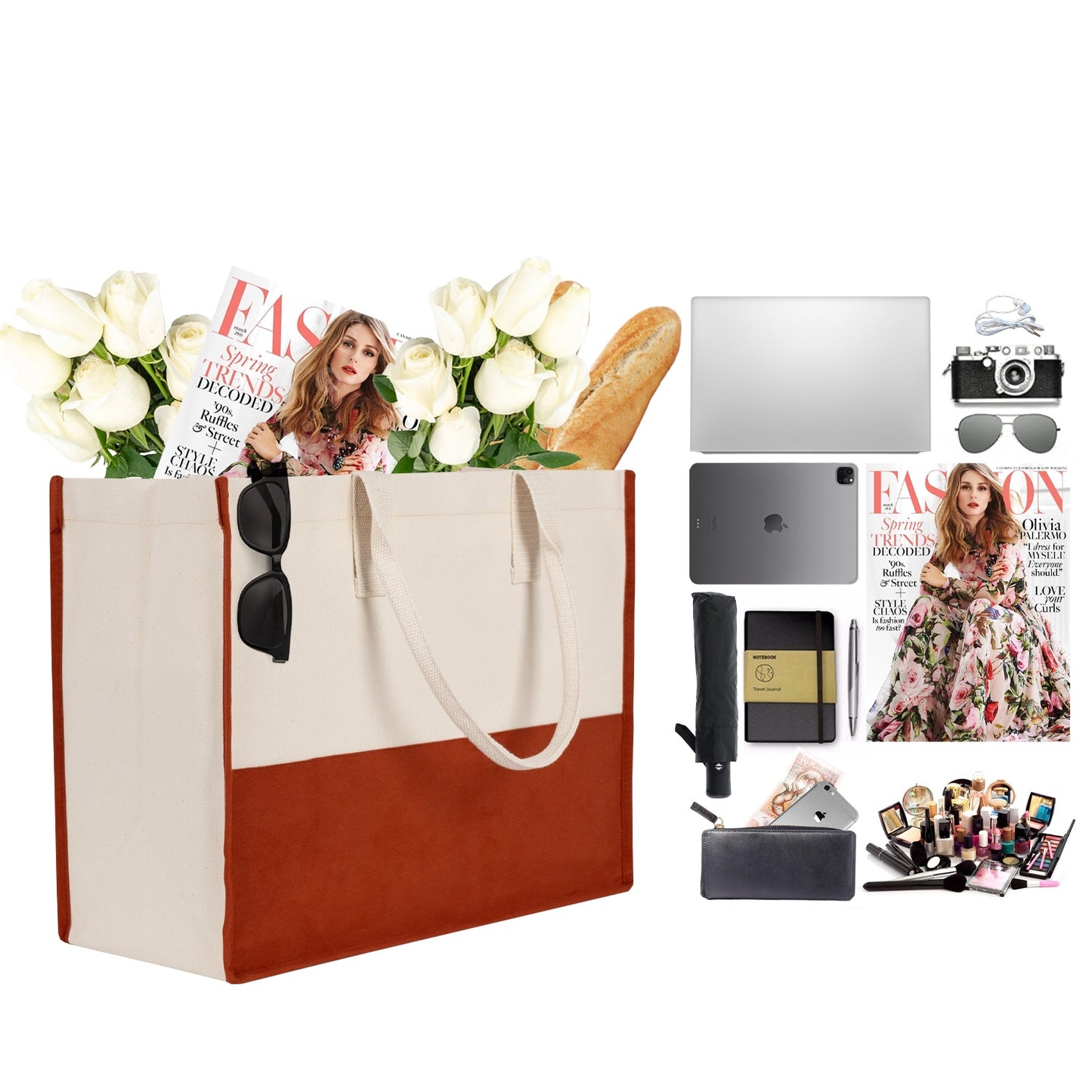 Elite Kanvas Alışveriş ve Plaj Çantası – 390gr Dayanıklı Kumaş, 45x35x19 cm, ... - farklı açı