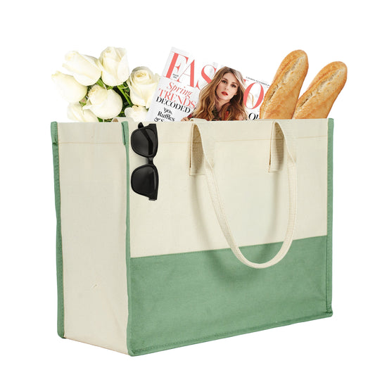 Elite Kanvas Plaj ve Alışveriş Çantası – Büyük Boy, 390gr, 45x35x19 cm, Bez Çanta - Mint Yeşili